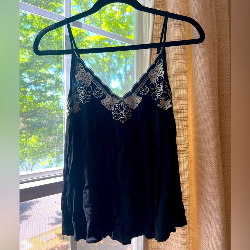 Eyeshadow Black Camisole with Cream Floral Lace